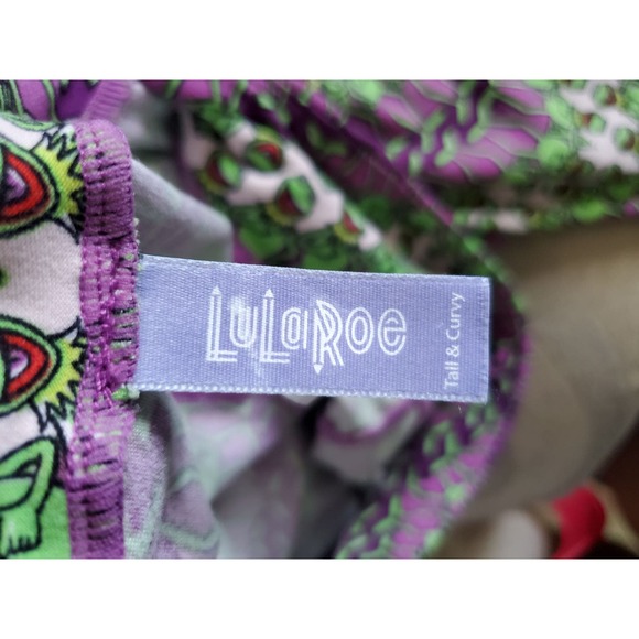 LulaRoe Women's Purple/Green Kermit the Frog Tall & Curvy Legging Stretch OS - Picture 7 of 7